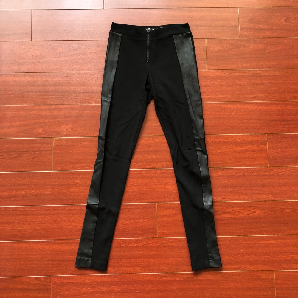 Black leather trim pant